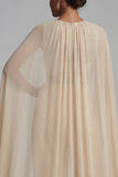 Tenue de mère à col rond en appliqué champagne avec cape