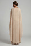Robe de la mère de la mariée appliquée au champagne avec une cape