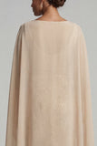Robe de la mère de la mariée appliquée au champagne avec une cape