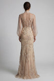 Robe de la mère de la mariée à col haut à col haut appliquée par la sirène de Champagen avec nœud
