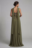 Robe Olive Strapless A Line Appliqué Mother of the Bride avec écharpe