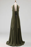 Robe Olive Strapless A Line Appliqué Mother of the Bride avec écharpe