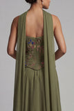 Robe Olive Strapless A Line Appliqué Mother of the Bride avec écharpe