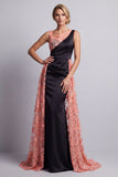 Longue robe de mère de la mariée en forme de melon d’eau et sirène noire avec cape