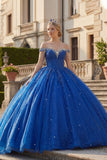 Robe de bal bleu royal à paillettes et robe de bal bleue décalée