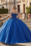 Robe de bal bleu royal à paillettes et robe de bal bleue décalée