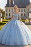 Robe de bal corset appliquée en bleu clair