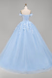 Robe de bal corset appliquée en bleu clair