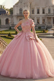 Robe de bal rose à une épaule appliquée robe de quinceañera