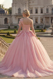 Robe de bal rose à une épaule appliquée robe de quinceañera