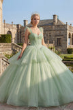 Robe de bal Corset vert menthe Robe à étages Princesse Quinceañera