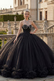 Robe de bal noire à col nu et paillettes, robe princesse Quinceañera
