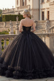 Robe de bal noire à col nu et paillettes, robe princesse Quinceañera
