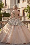 Robe de bal champagne scintillante à paillettes sur une épaule robe quinceañera