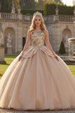 Robe de bal à paillettes à une épaule scintillante robe de quinceañera champagne