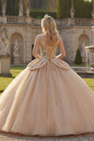 Robe de bal à paillettes à une épaule scintillante robe de quinceañera champagne