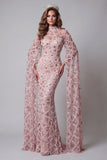 Robe de concours à col haut, à paillettes et à paillettes