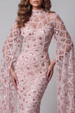 Robe de concours à col haut, à paillettes et à paillettes