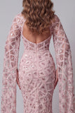 Robe de concours à col haut, à paillettes et à paillettes