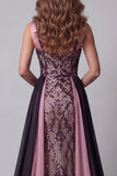 Robe de concours de beauté sirène prune avec cape
