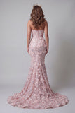 Corset à fard à joues scintillant sirène longue robe florale perlée