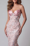 Corset à fard à joues scintillant sirène longue robe florale perlée