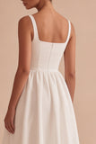 Robe de remise de diplôme Midi à col carré blanc A Line
