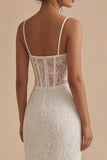 Dendelle blanche à bretelles fines Bodycon Corset Midi robe de remise de diplôme