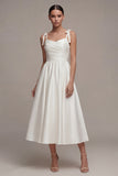 Robe de mariée de plage blanche à longues bretelles épaisses