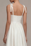 Robe de mariée de plage blanche à longues bretelles épaisses