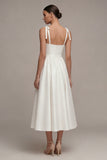 Robe de mariée de plage blanche à longues bretelles épaisses