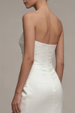 Robe de fiançailles Maxi blanche à fourreau froncé avec fente