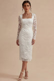 Robe de fiançailles bohèmes blanches à manches longues à manches longues florales