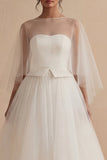 Robe de mariée bohème longue à col bateau A Line Ilusion blanche
