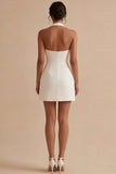 Robe de remise de diplôme short blanche dos nus A Line
