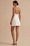 Robe de remise de diplôme short blanche dos nus A Line