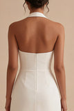 Robe de remise de diplôme short blanche dos nus A Line