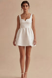 Robe de remise de diplôme Short à brides blanches épaisses