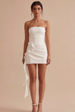 Robe Mini Bodycon Blanche Bustier Bodycon avec Ceinture