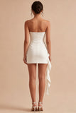 Robe Mini Bodycon Blanche Bustier Bodycon avec Ceinture