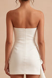 Robe Mini Bodycon Blanche Bustier Bodycon avec Ceinture
