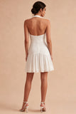 Robe mini blanche A Line Twiner avec nœud