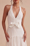 Robe mini blanche A Line Twiner avec nœud