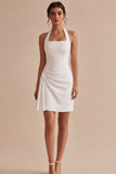 Robe blanche Bodycon moulante à dos froncé