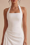 Robe blanche Bodycon moulante à dos froncé