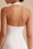 Robe blanche Bodycon moulante à dos froncé