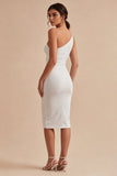 Robe Midi blanche moulante à une épaule