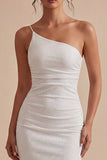 Robe Midi blanche moulante à une épaule