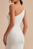 Robe Midi blanche moulante à une épaule
