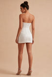 Corset Shortless Bodycon Scintillant Body-Estate Petite Robe Blanche